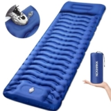NCKIHRKK Materassino Campeggio Autogonfiabile, Ultraleggero Autogonfiante Materasso Singolo con Pompa a Pedale, Pieghevole Materasso Campeggio per Trekking Escursionismo Campeggio Tenda, Blu