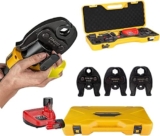 NOALED Strumento per crimpare Cavi Strumento per crimpare Idraulico, Pinza per crimpare Tubi Idraulici Ricaricabile Pinza per pressare Tubi con Pinza per pressare contorni, con Testa Rotante a 180°