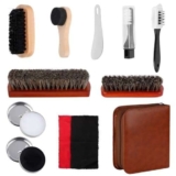 NZZVNZ 12 Set Per La Cura Delle Scarpe, Kit per La Pulizia delle Scarpe, Calzascarpe, Crine di Cavallo, Crema per Scarpe, Scatola Marrone, Set per La Cura della Pelle per Scarpe, Auto, Borse