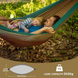 NatureFun Amaca da Campeggio da Viaggio Ultraleggera | Capacità di Carico 300kg,(275 x140 cm) Traspirante, Nylon da Paracadute ad Asciugatura Rapida | 2 x Moschettoni Premium,2 x Corde Incluse