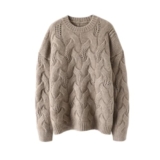 Niiyyjj Maglione in cashmere intrecciato spesso per le donne pullover girocollo allentato maglione scavato, 29, L