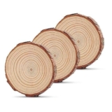 Nizirioo Dischi di legno, 3 pezzi, dischi di legno, 20-22 cm, disco per albero non forato, spessore 20 mm, dischi di legno non trattati, per fai da te, bricolage, matrimoni, Natale