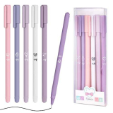 OFFCUP 6Pcs Penna a Sfera in Gel, Roller, 0.5mm Nera Punta Fine a Inchiostro Liquido, per Cancelleria Kawaii Scuola Adulti Articoli Ufficio