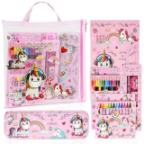 OFFCUP Set Di Cancelleria per Unicorno, Cancelleria per Regalo Bambina, Regalo Di Compleanno per Bambini, Include Astuccio, Matita, Matita Colorata, Pastello, Gomma, Temperamatite e Taccuino