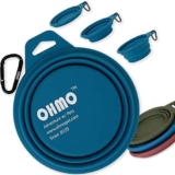 OHMO 1PZ Ciotola Pieghevole Cane,Ciotola per Cani Portatile, Ciotola da Viaggio per Acqua per Animali Domestici con Moschettone, Leggera, Sicura per Cibo