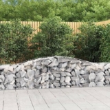 OHOOWOO Cesti Gabbioni ad Arco 15 pz 400x50x60/80 cm Ferro Zincato,Cesti di Gabbia Decorativi e Insonorizzanti per Barriere da Giardino in Ferro Zincato Robusto Vasi e accessori per piante