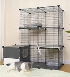 OLSKFUH Gabbie per Gatti da Interno Grandi con lettiera, lettiera per Gatti con cassetto, Gabbia per Piccoli Animali, cucce per Gatti in Articoli per Animali, Materiale Metallico – 111 X 49 X 109 cm