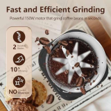 OMISOON Macina Caffe’ Elettrico 150W, Macinacaffè Elettrico con Contenitori Rimovibili in acciaio inossidabile, 60g Capacità, per Chicchi di Caffè, Spezie, Cereali, Pepe, Noci