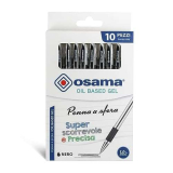 OSAMA – Penne Nere con Inchiostro Gel OBG Set 10 Pezzi, Penna Gel Superscorrevole e Precisa con Tappo, Penna a Sfera 1.0 mm per Cancelleria Scuola Ufficio e Università,Penne Gel Ideali per Cartoleria