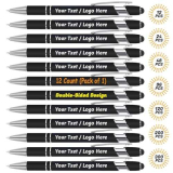 OXYEFEI Penna a Sfera Elegante Personalizzabile, Penne a Sfera Personalizzate Con Nome, Testo, Messaggio Per Affari, Laurea, Anniversari – Penne Personalizzate 12 Confezioni (Nero)