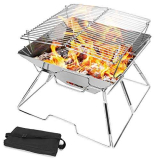 Odoland Braciere portatile da campeggio pieghevole in acciaio inox 304, barbecue per campeggio, picnic, terrazza, giardino, con borsa per il trasporto