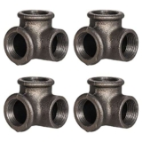 OneGas Raccordi per tubi angolari a 3/4″ a 3 vie, 4 pezzi, diametro 3/4″, raccordi idraulici in ferro malleabile a T per progetti industriali di mobili in stile vintage e decorazioni fai da te