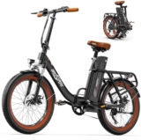 OneSport OT16-2 Bicicletta Elettrica per Adulti, Bici Elettric Pieghevole da 20 Pollici, E-bike da Città per Pendolari con Display LCD e Design Pieghevole Donna e Uomo (Marrone Scuro)