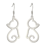 Orecchini da donna a forma di gatto, in acciaio inox, con ciondolo a forma di gatto, con gancio, idea regalo per gli amanti degli animali domestici, Acciaio inossidabile, Nessuna pietra preziosa