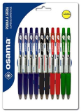 Osama OBG penne a sfera a scatto scorrevole e precisa – Colori Blu, Nero, Rosso e Verde – 10 pezzi