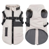 Oslueidy Giubbotti invernali per cani,Cappotti caldi per cani Vestiti per cani Abbigliamento per cani Gilet impermeabile per cuccioli con pettorina per cani di piccola taglia media (Bianco, L)