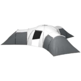 Outsunny Tenda Campeggio 6 Posti in Tessuto Oxford, Fibra di Vetro e Acciaio, Tenda da campeggio con 3 Aree Notte, Soggiorno e Portico, Grigio