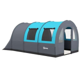 Outsunny Tenda da Campeggio 5 Posti Impermeabile con Zona Notte e Zona Giorno Separate, tenda Trekking in Poliestere, 480x260x200 cm, Grigio e Blu