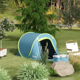 Outsunny Tenda da Campeggio Impermeabile 2000mm, Tenda Pop Up con Accessori e Borsa di Trasporto, 245x148x105 cm, Blu
