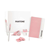 PANTONE™ Pastel Gift Box – Set Cancelleria con Temperino con Serbatoio, Taccuino Appunti, 2 Gomme da Cancellare, Bianchetto a Nastro 10mt e Penne Gel Nere 0.7 mm, Prodotti Cartoleria per Idee Regalo