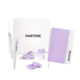 PANTONE™ Pastel Gift Box – Set Cancelleria con Temperino con Serbatoio, Taccuino Appunti, 2 Gomme da Cancellare, Bianchetto a Nastro 10mt e Penne Gel Nere 0.7 mm, Prodotti Cartoleria per Idee Regalo