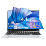 PC Portatile 14 Pollici, Notebook 8GB RAM LPDDR4 256GB SSD, Celeron J4125 CPU, Windows 11 notebook con Mini-HDMI+USB3.0+TF Card Slot+BT5.0, Laptop con FHD(1920×1080)Schermo Convertibile 180°