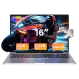 PC Portatile 16″ Win 11 Notebook 512 GB ROM i3-1000NG4 Supporta l’espansione SSD 1TB 16GB RAM 2.4G+5G WiFi 1200 FHD BT4.2 Type-C USB HDMI con mouse senza fili & adesivi per tastiera Italiana-Sliver