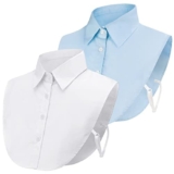 PHOGARY 2 Pezzi Colletto Staccabile Donna Camicia, Camicetta Mezza Camicia Colletto Falso Staccabile Decorativo Camicia Joker Cotone Polsino Collo Dickey Risvolto Falso da Donna(Blu e Bianco)