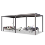 PRIMEYARD Pergola 3×6 m montanti in alluminio con tetto a doghe in acciaio gazebo da giardino grigio