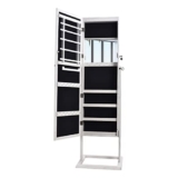 PVC Venature Di Legno Rivestito Verticale Piazza Gioielli di Stoccaggio Specchio Pieno Corpo Monili Armadio Con LED Luce Bianco