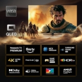 Panasonic Premium TV-55W85BEZ, Serie W85B, 55 Pollici, Smart TV QLED 4K Ultra HD, 2025, 120Hz, Fire TV, Dolby Vision e Atmos, Modalità Game Extreme, Controllo Vocale Alexa, AirPlay, Bluetooth, Nero