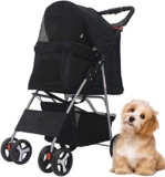 Passeggino per animali domestici, passeggino per cani a 4 ruote, gabbia per gatti Passeggino da viaggio pieghevole con cestino portaoggetti