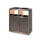 Pattumiera da esterno Cestino per esterni Colonna posacenere in metallo a doppio tonnello, cestino grande commerciale domestico moderno (con posacenere) Cestino grigio(grande)