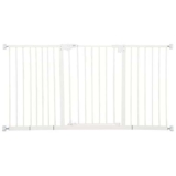 PawHut Cancellino per Cani e Animali Domestici 3 Estensioni Larghezza Regolabile Fino 147.5cm Chiusura Automatica, Bianco