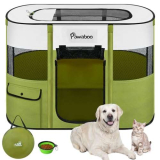 Pawaboo Gabbie per Animali Pieghevole, Recinto per Animali Domestici in Telo Oxford Impermeabile con Rete, Tenda da Gioco per Gatti Cani Cuccioli Portatile per Interno o Esterno, Verde Avocado L