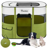 Pawaboo Gabbie per Animali Pieghevole, Recinto per Animali Domestici in Telo Oxford Impermeabile con Rete, Tenda da Gioco per Gatti Cani Cuccioli Portatile per Interno o Esterno, Verde Avocado M