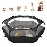 Pawaboo Recinto per Animali Domestici, Box per Animali Piccoli, Tenda per Gatti Cani Cuccioli, Portatile Gabbia, Recinzione in Tessuto Oxford e a Rete, Resistente e Pieghevole – Nero