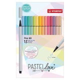 Pennarello Premium – STABILO Pen 68 – Pastellove Set – Astuccio da 15 – Colori assortiti