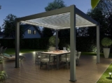Pergola Bioclimatica Autoportante in Alluminio 12m² – 3×4 – Kit LED Incluso – Antracite – 25 Lamelle in Alluminio a 120° – ECLIPSE