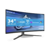 Philips Evnia 34M2C6500 – Monitor da gioco curvo OLED WQHD da 34 pollici, 175 Hz, 0,03 ms, HDR400, Ambiglow, FreeSync Premium Pro, G-Sync comp. (3440×1440, 2X HDMI, DisplayPort, hub USB) grigio scuro