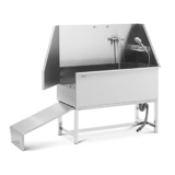 Physa PHY-PWS-01 – Vasca da bagno per cani, fino a 60 kg, con rampa, in acciaio INOX