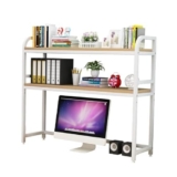Piccola libreria regolabile a 2 strati, scaffale organizer per scrivania per computer, multifunzione, scaffale per scrivania, espositore bianco (75 x 24 x 90 cm)