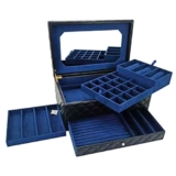 Piccolo portagioie in pelle Fragrae con motivo a quadri con diamanti di grandi dimensioni (colore: E, dimensioni: 40 x 25 x 17 cm) (D 40 x 25 x 17 cm)