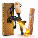 Pietra Focaia Sopravvivenza – Acciarino per Fuoco XL 10mm – Accendere Oltre 15.000 Fuochi – Accendifuoco Ecologico Incluso – Accessori Campeggio, Bushcraft Accessori, Outdoor Survival (Legno di pino)