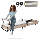 Pilates Reformers,Macchina Pilates Pieghevole Per Casa Di Legno Attrezzatura Per Esercizi Di Yoga Per Allenamento Di Forza(White)