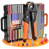 Pinza Crimpatrice con 1500pezzi，Capicorda da 0,08-16mm² ， Regolabili，Pinza Capicorda， Crimpatrice Puntalini，Terminali Elettrici A Crimpare， Kit Elettricista Per Uso Industriale E Fai-Da-Te