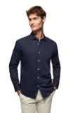 Polo Club Camicia Slim in Popeline Uomo con Logo Ricamato 100% Cotone, Navy Blue -M