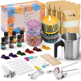 Popolic Kit per Candele, Fabbricazione Candele Kit DIY Set Regalo, Cera di soia, Olio profumato, Coloranti, Stoppini, Stampo in Silicone, Barattoli, Pentolaper Adulti Principianti