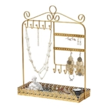 Portagioie dorato albero gioielli stand organizzatore collana organizzatore metallo Display braccialetto orecchini e anello vassoio gioielli gancio espositore gioielli