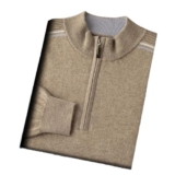 Pullover da uomo in cashmere a collo alto autunno inverno collo alto top casual maglia camicia giacca, Khaki9, L